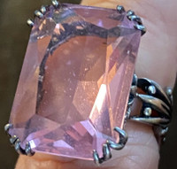 Pink quartz sterling silver ring 