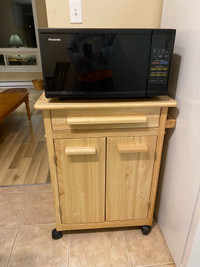  Hardwood four wheel microwave cart