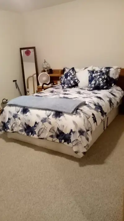Queen bed, Bedroom dresser and End tables. $250/best offer, View more