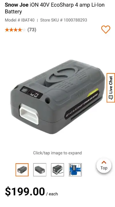 Snow joe Battery and Charger in excellent condition almost like new. Please let me know if you need...