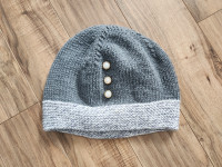 Grey HANDMADE winter hat (fits larger size)  **gift idea**