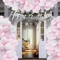 Pink White Birthday Decorations - 150pcs - Brand New