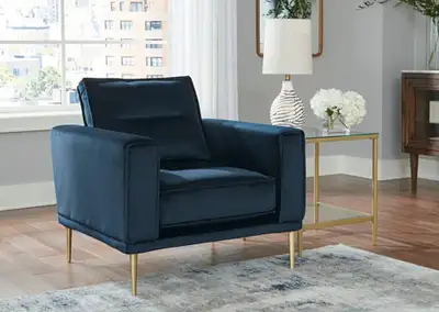 New Macleary Blue Velvet Accent Chair, View more