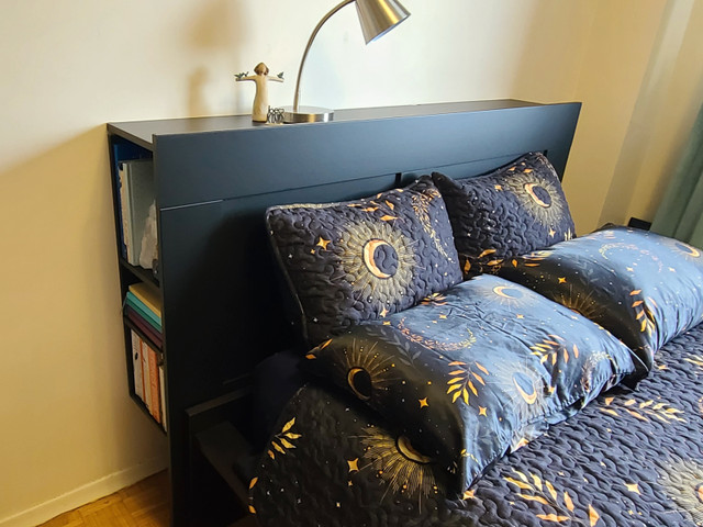 Ikea Brimnes Bookshelf Headboard, Queen size  in Black in Beds & Mattresses in Oakville / Halton Region