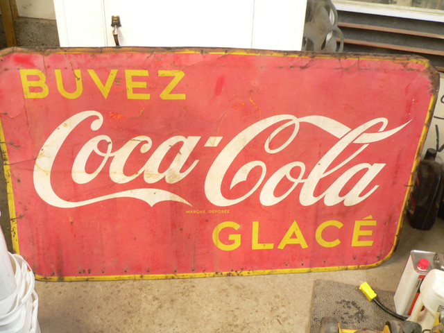 grosse enseigne coca cola  antique # 11949 dans Art et objets de collection  à Lanaudière