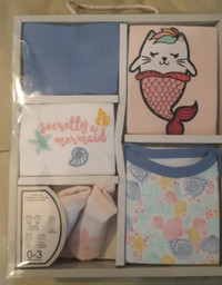 Brand New in Box, 5 piece Mermaid Clothing Set.0-3 months.