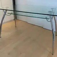 GLASS & CHROME DINING TABLE