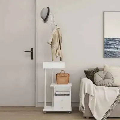 Freestanding Coat Rack with Nightstand & 2 Drawers & Open Shelf, View more
