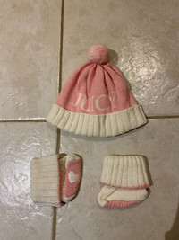 Chapeau et chaussons pour bébé- Hat and booties for baby- JUICY