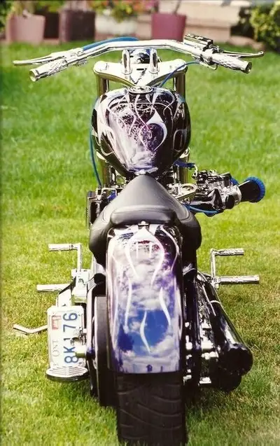 Tons of Arlen ness parts, side draft Weber carb, 5” stretched 32 degree raked frame, bubb AN. revolv...