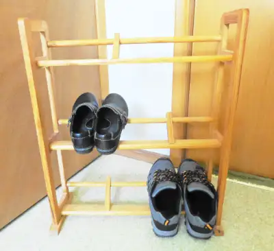 3 SHELF WOODEN SHOE STORAGE RACK, View more
