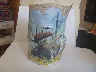 Unique Circular BIRCH BARK Artwork - Moose, View more