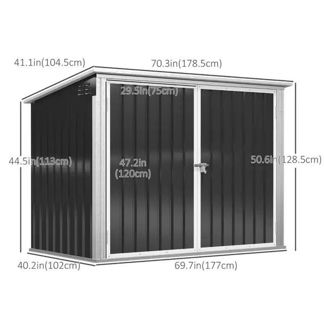Outdoor Trash Can Shed with Double Door and Vents Outdoor Garden in Outdoor Tools & Storage in Markham / York Region - Image 3