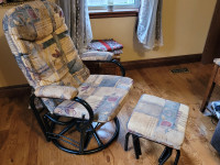 Swivel glider chair and stool.