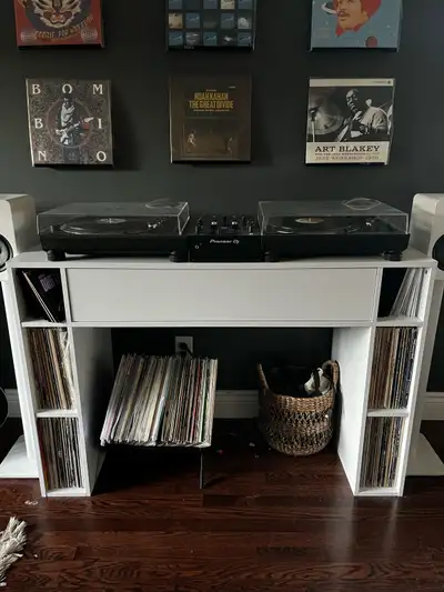 White DJ Console/Record Storage Unit, View more