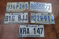 Lot de 5 Plaque License Immatriculation Quebec Vintage