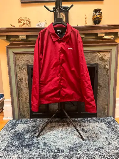 Stussy XXL Coach jacket in Brick Red