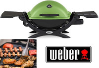 Green Weber Q1200 Portable Propane BBQ