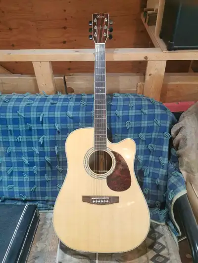 Cort acoustic guitar. Immaculate condition. With pickup and electronics. Includes hard shell case. $...