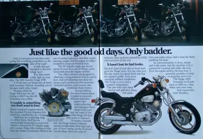 1985 Yamaha Virago 1000 2-Pg Original Ad, View more