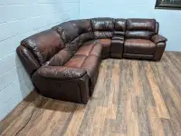 [FREE DELIVERY] Genuine leather 5-piece recliner sectional