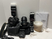 Nikon D60 w/SB 600 flash / 2 lenses / bags /photix remote 