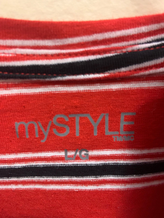 red black and white striped women’s t-shirt myStyle in Women's - Tops & Outerwear in Winnipeg - Image 3