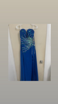 Beautiful blue prom dress/gown with slit 