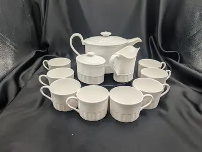 Wedgwood Colosseum Tea Pot Cover Sugar and Creamer and 8 Cups, View more