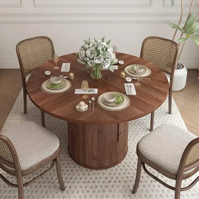 Walnut 47" Round Dining Table for 4, Kitchen Table Dinner Table in Dining Tables & Sets in Markham / York Region - Image 4