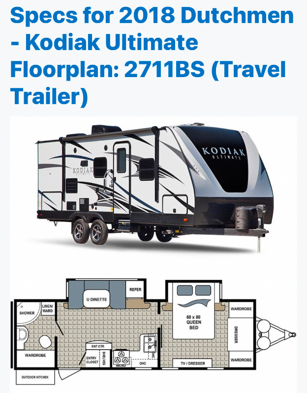 2018 Dutchmen - Kodiak Ultimate Floorplan 2711BS in Travel Trailers & Campers in Terrace - Image 2