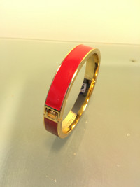 Vintage Red Enameled Gold Tone Hinge Bracelet by Talbots