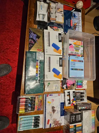 The first 2 pictures are the majority of high end paints and pastels we have left. We have ALOT more...