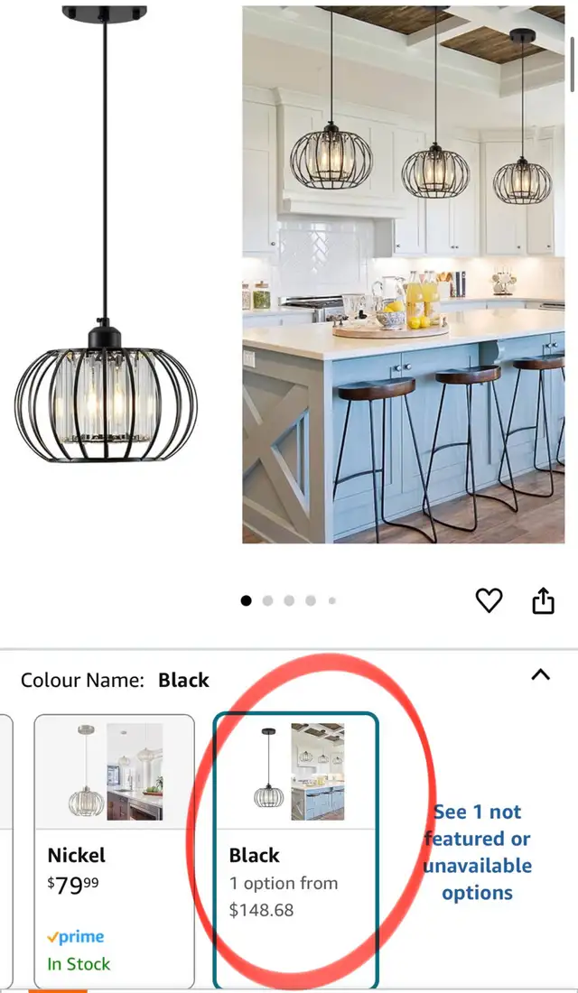 XSDeTu Black Metal Cage Pendant Light in Home Décor & Accents in Markham / York Region - Image 3