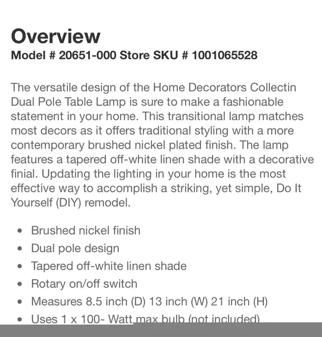 Table lamp  in Other in Markham / York Region - Image 5