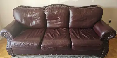 Italian Wine Colour  Leather Couch & Loveseat , View more