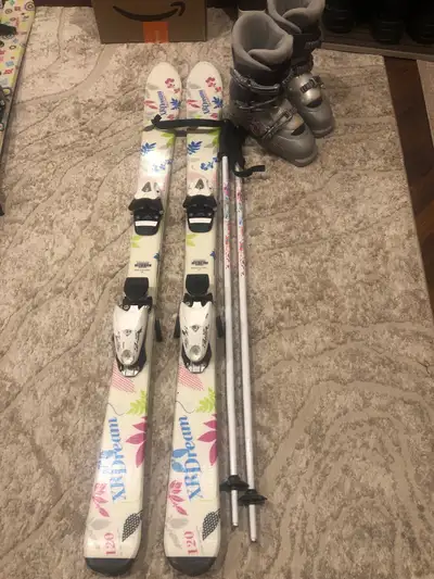 Girl’s skis, boots, & poles, View more