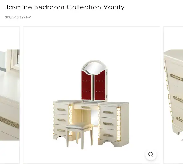 Jasmine Bedroom Vanity Table & Stool (PICK UP IN STORAGE) 62854393627522122