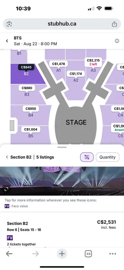 BTS show 2 Tickets, View more
