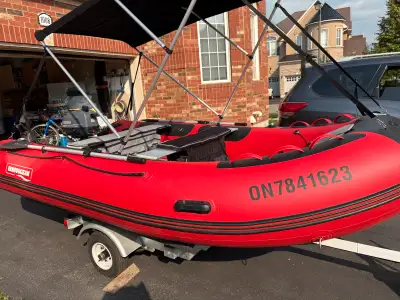Selling my gently used 12.5-foot red Innocean inflatable boat, MA 380 Year 2022. equipped with a rel...