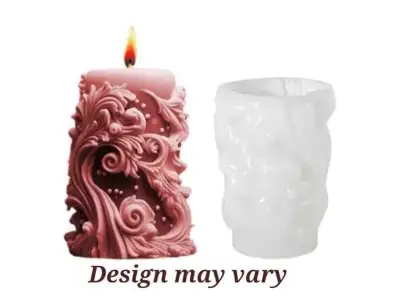 1 Piece, Carved Cylindrical Candle Silicone Mold for Making Candle Resin Aromatherapy Candles, Handm...