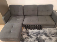 Fabric 3 seater couch (+ Ottoman)