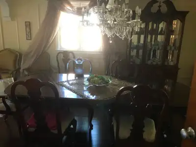 8 Seat Solid Wood Dinning Table + Chairs, View more