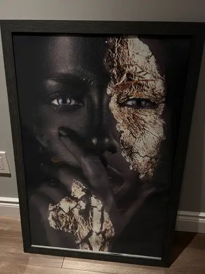 2 X African Art Black and Gold Woman Oil Painting on Canvas, View more