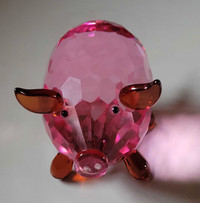 Vintage Oleg Cassini Pink Faceted Crystal Pig Figurine 
