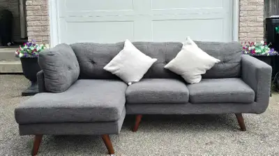 Grey sectional couch, View more