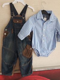 Salopette Mexx Jeans enfant et chemise Oshkosh B'Gosh,18 mois