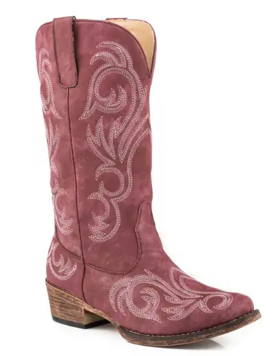 ROPER WOMENS  COWBOY BOOT VINTAGE RASPBERRY FAUX LEATHER SIZE 6, View more