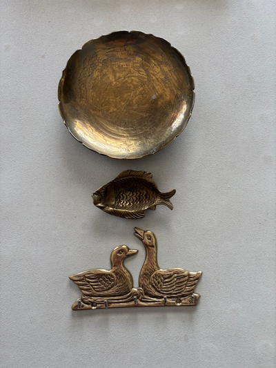 Brass Fish, Geese and  Dish- 2 items- $35, View more