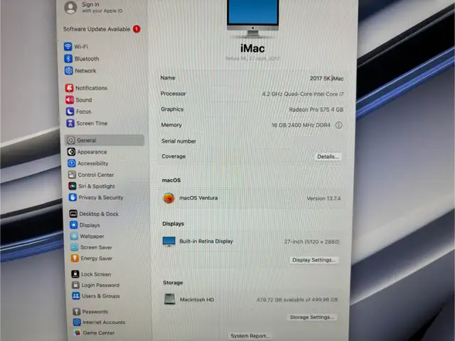 5K iMac 27” Retina 2017 i7 16GB RAM 500GB SSD in Desktop Computers in Markham / York Region - Image 7